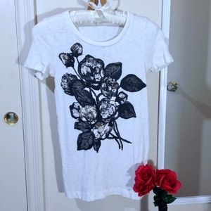 J. CREW Ivory Embellished Short Sleeve Tee Size XS